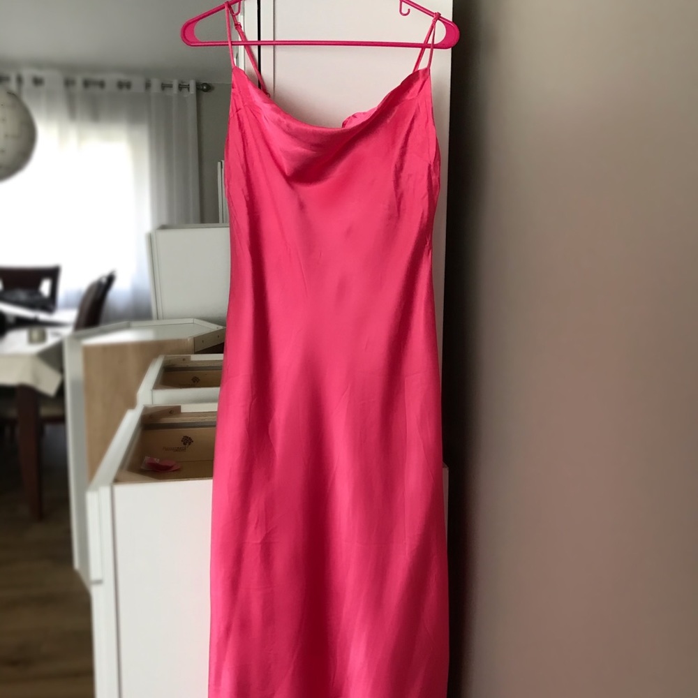 ZARA BRIGHT PINK SATIN DRESS